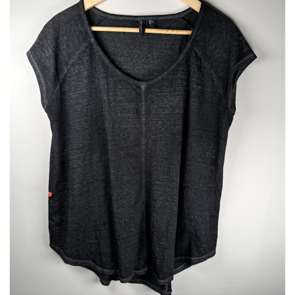 Cynthia Rowley Size L Black Heather Scoop Neck Short Sleeve Tunic Top NEW